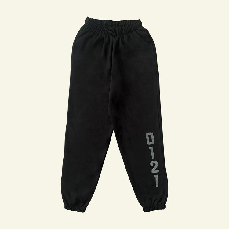 Brumbox Brutalist 0121 printed black sweatpants (front)