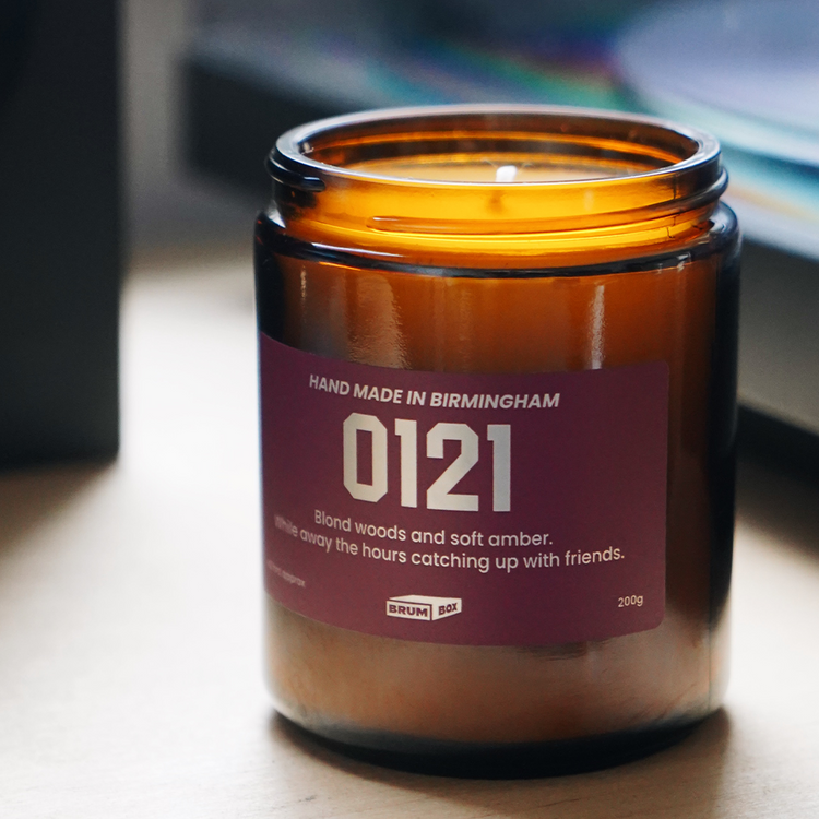 Brumbox soy wax 0121 candle, hand made in Birmingham