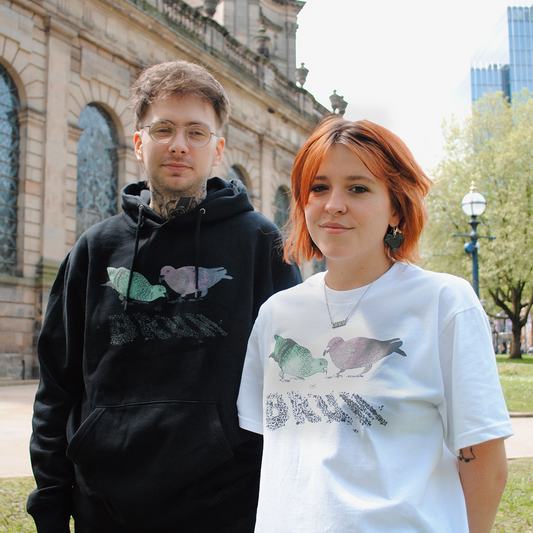 Brumbox Birmingham pigeon cotton hoodie in black (front)