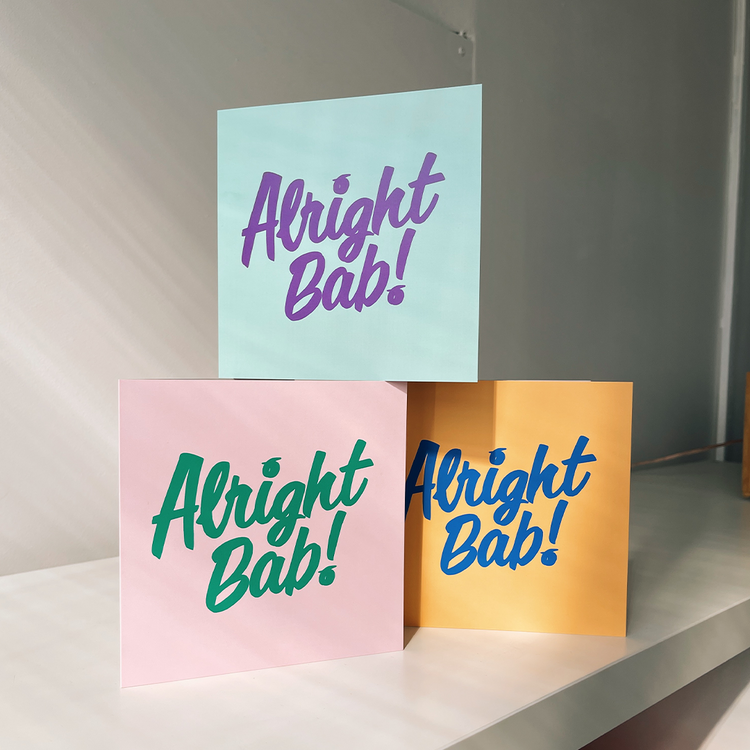 Brumbox pack of three Alright Bab greetings cards