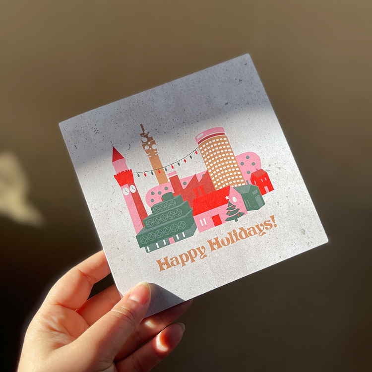 Brumbox Birmingham city illustrated Christmas greetings card