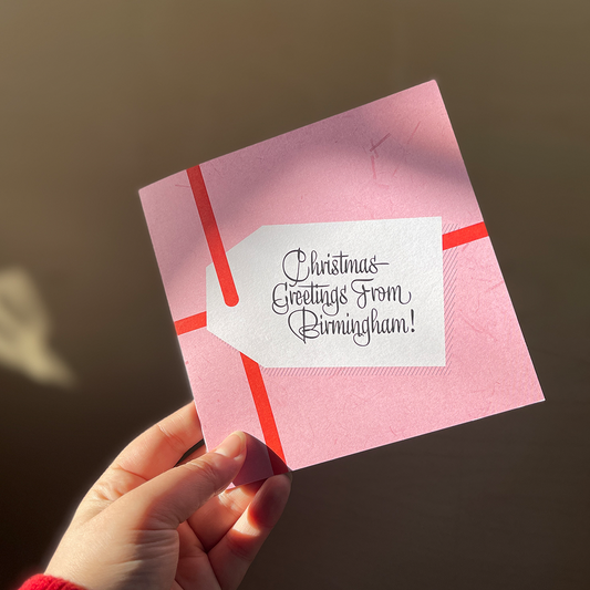 Brumbox Christmas greetings from Birmingham ribbon card