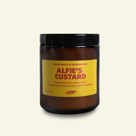 Brumbox Alfie's custard, hand made in Birmingham soy wax candle