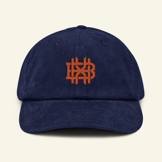 Brumbox BHX monogram cord cap in navy blue and orange