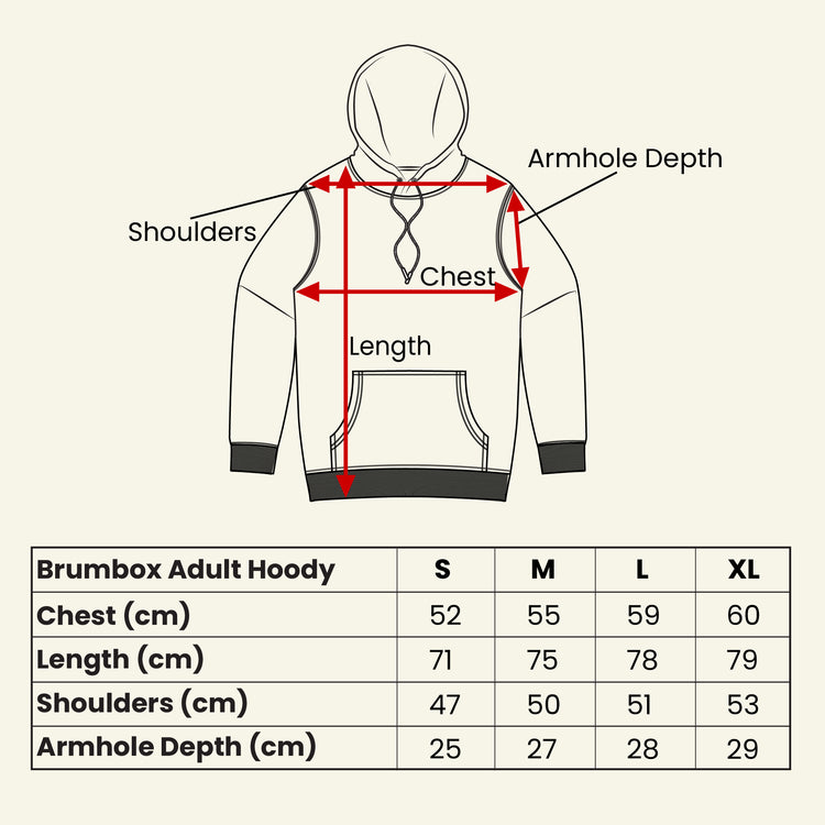 Brumbox Core Hoody Size Guide