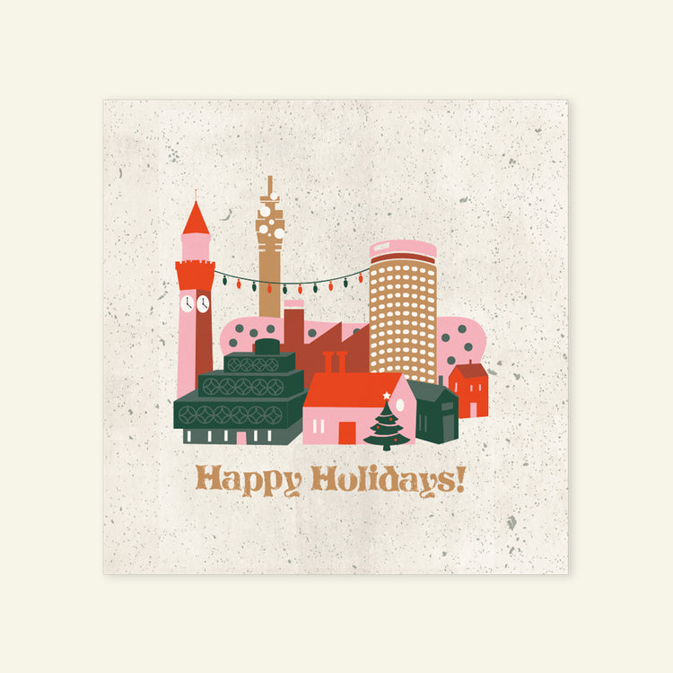 Brumbox Birmingham city illustrated Christmas greetings card