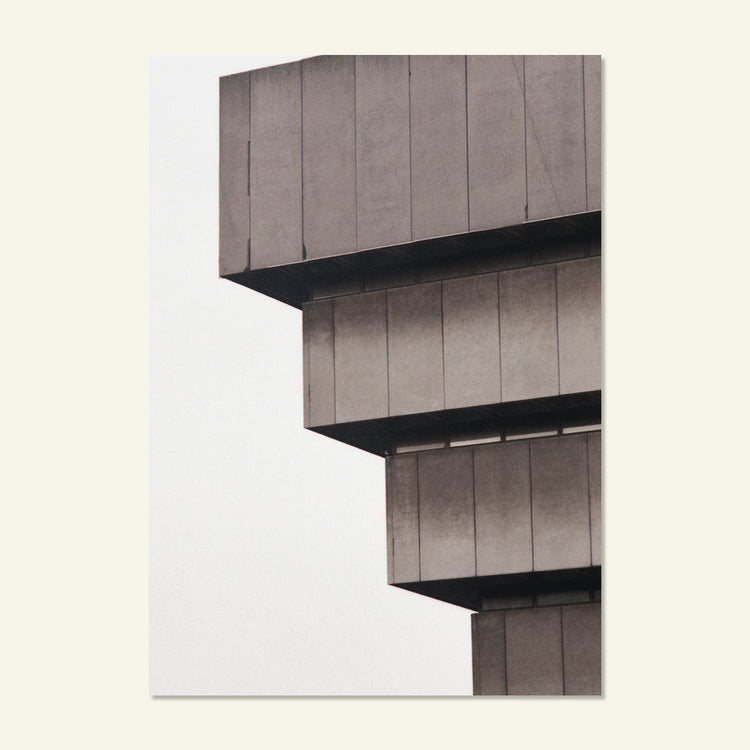 Brumbox Step Back A3 art print depicting Birminghams's brutalist Central Library
