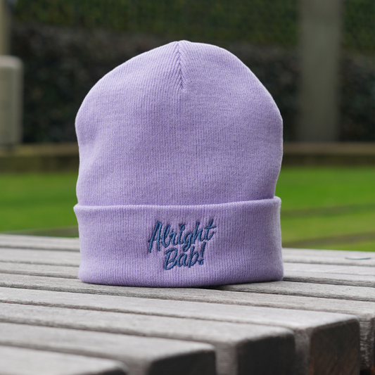 Brumbox Alright Bab lavender coloured beanie