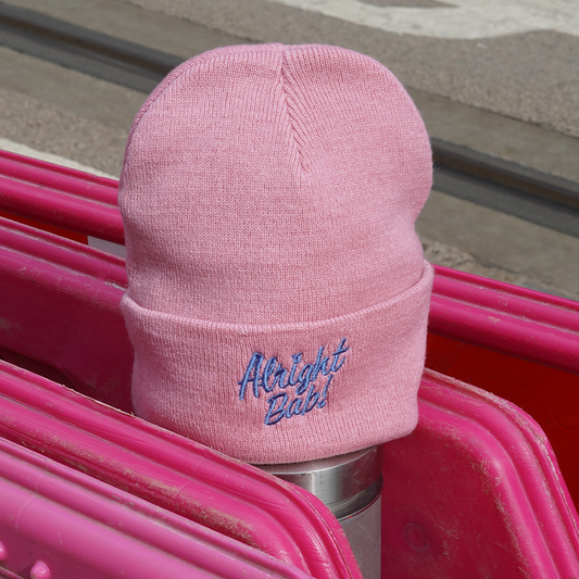 Brumbox Alright Bab pastel pink coloured beanie