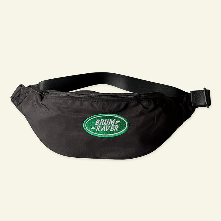 Brumbox's Brum Raver embroidered bumbag in black