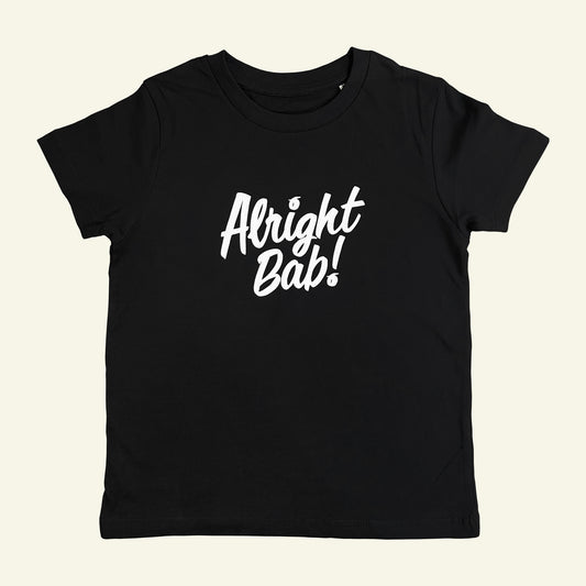 Brumbox Alright Bab kids tee in black (front)