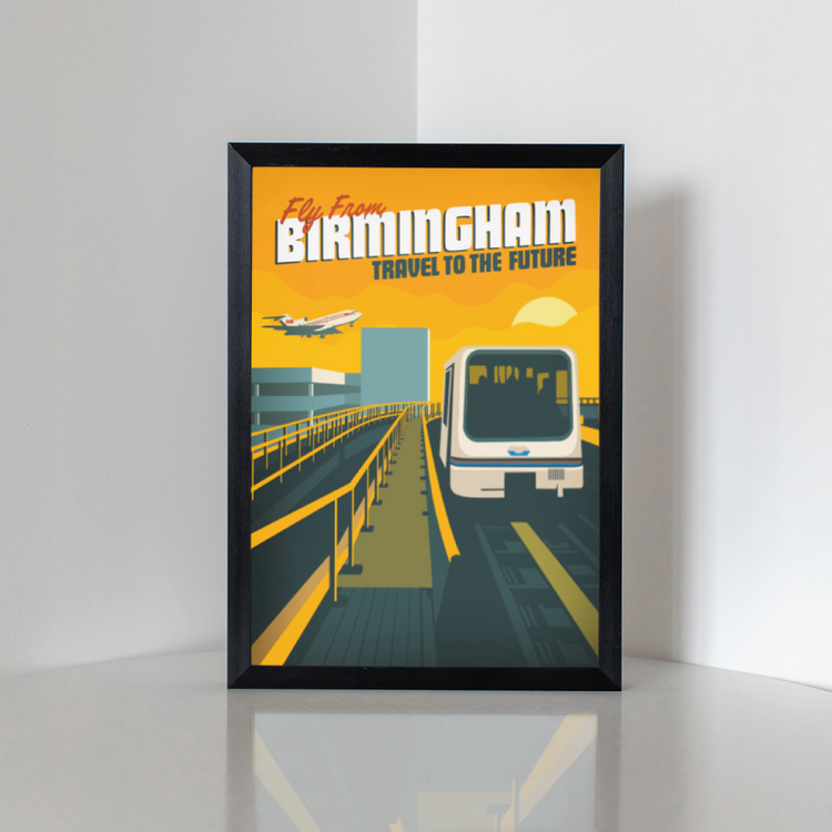 Brumbox fly from Birmingham airport poster print