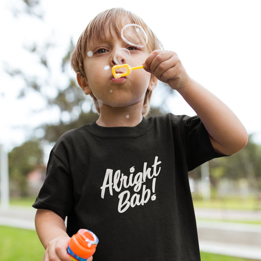 Brumbox Alright Bab kids tee in black (front)