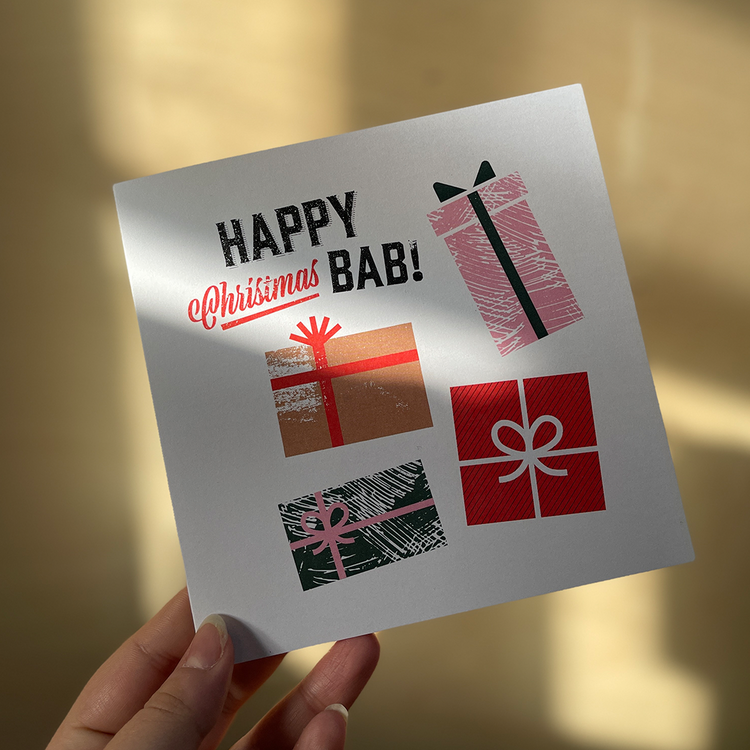 Brumbox illustrated Happy Christmas Bab greetings card