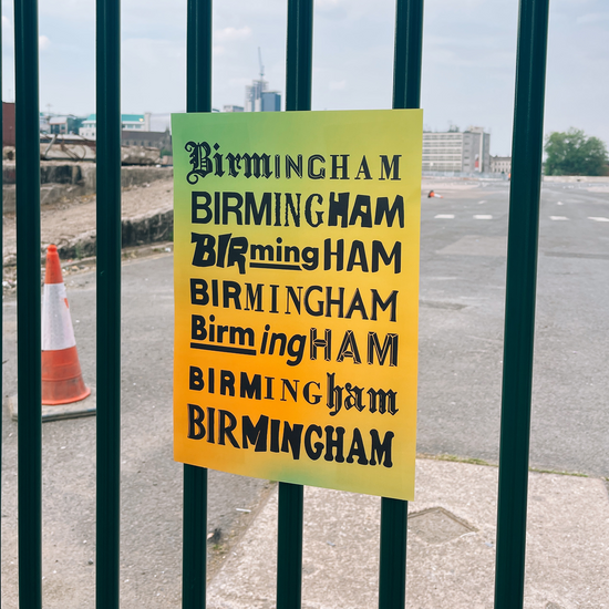 Brumbox Birmingham multi type A3 art print in yellow and green