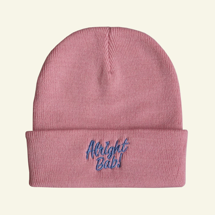 Brumbox Alright Bab pastel pink coloured beanie