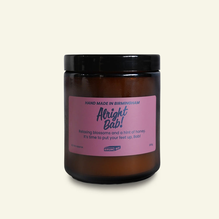Brumbox alright bab hand made in Birmingham soy wax candle