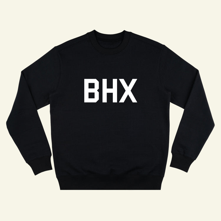 Brumbox BHX Birmingham organic crewneck in black (front)