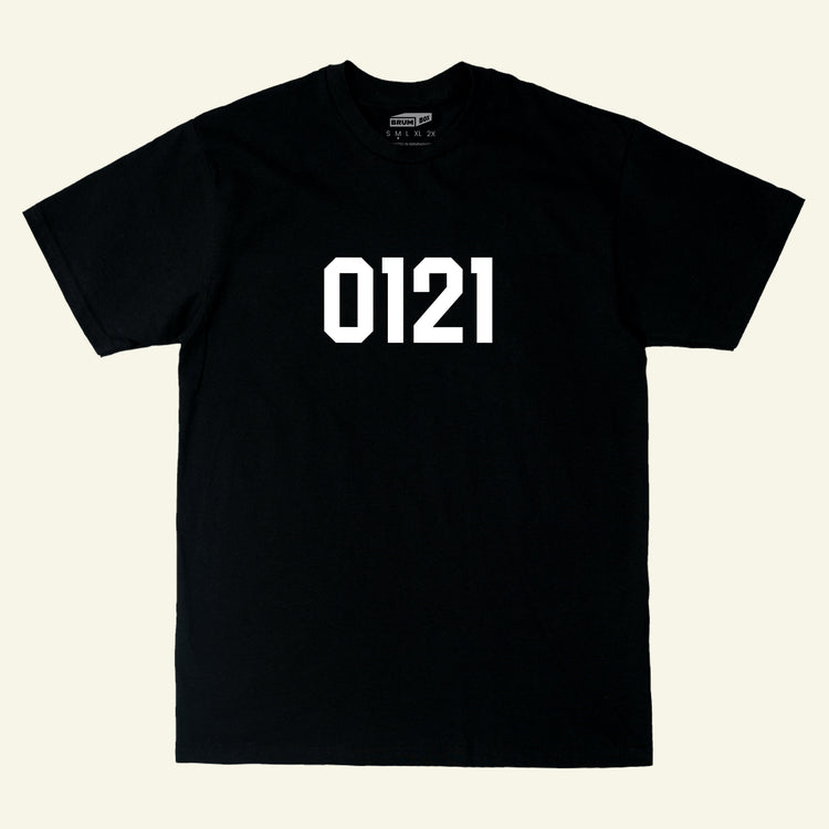 Brumbox 0121 Birmingham t-shirt in black (front)