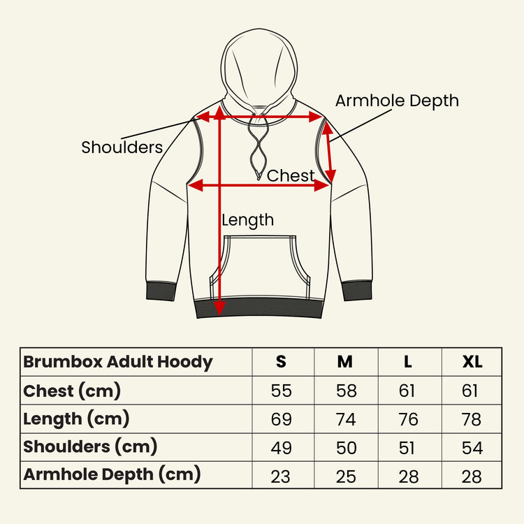Brumbox Classic Hoody Size Guide