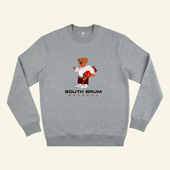 Brumbox grey sweatshirt featuring south brum bear illustration