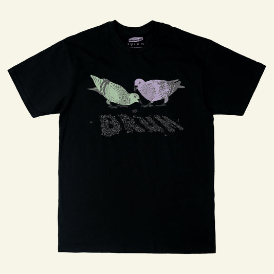 Brumbox Birmingham pigeon cotton T-shirt in black (front)