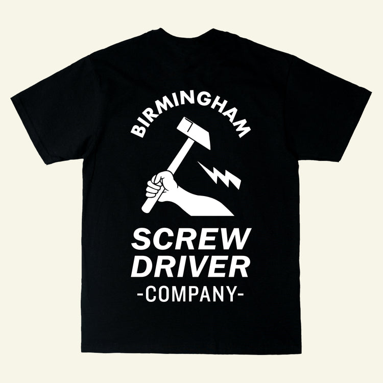 Brumbox X Foka Wolf Birmingham Screwdriver T-shirt with small chest print in black