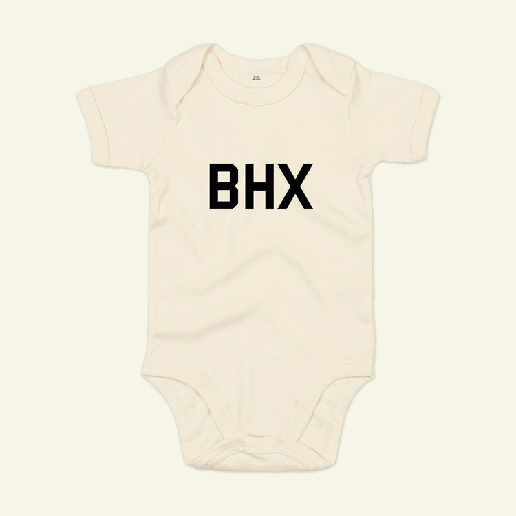 Brumbox BHX baby grow in organic natural colour (front)