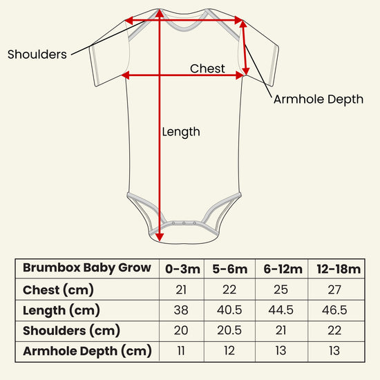 Brumbox Baby Grow Size Guide