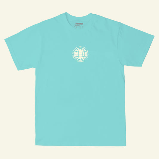 Brumbox Made in Birmingham, workshop of the world T-shirt in diamond mint (front)